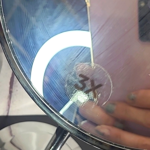 3X & Regular Beauty Magnifying Two-Sided Makeup Mirror Silver Tone 13 Inches - Picture 7 of 11